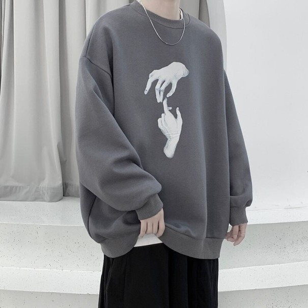 Heren sweatshirt met handprint grijs L