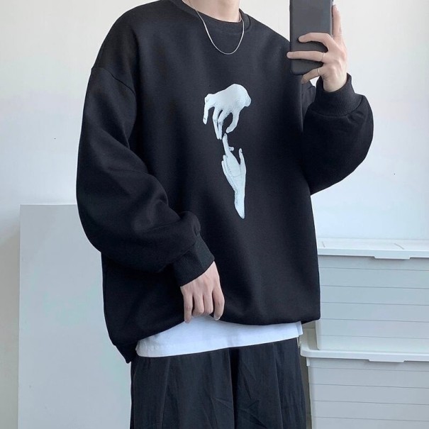 Heren sweatshirt met handprint zwart M
