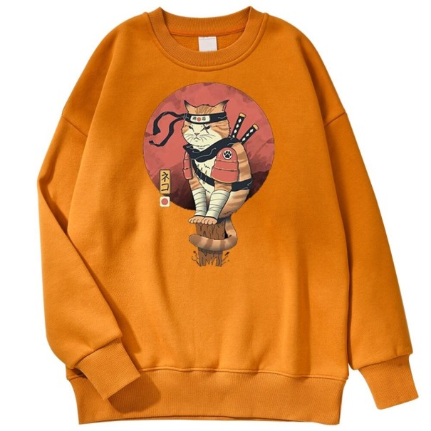 Heren sweatshirt met kat mosterdgeel M