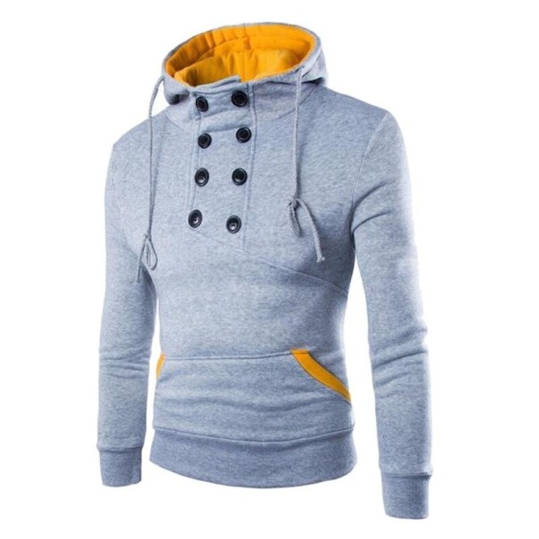 Heren sweatshirt met knopen lichtgrijs L