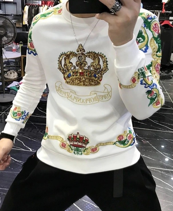 Heren sweatshirt met kroon wit XS