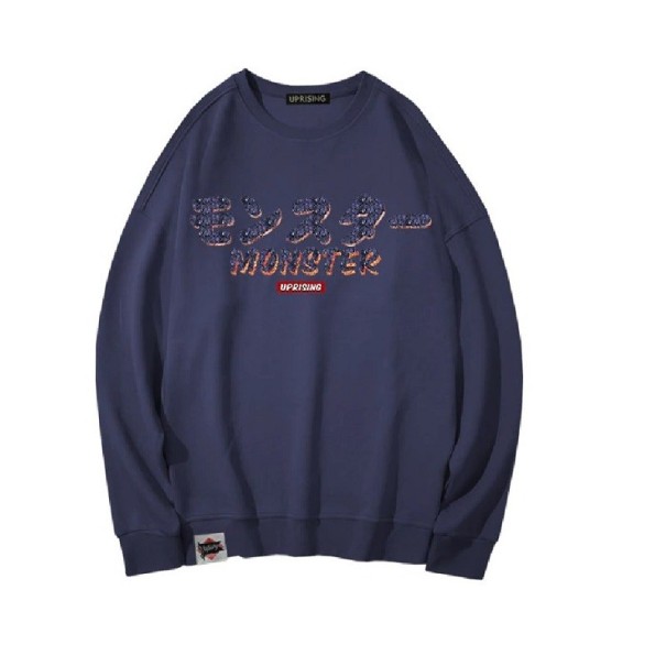Heren sweatshirt met print F133 donkerblauw XL
