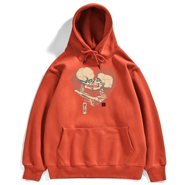 Heren sweatshirt met print F140 baksteenrood XS