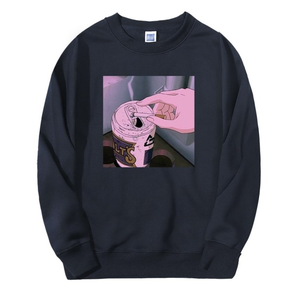 Heren sweatshirt met print F46 donkerblauw L