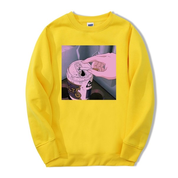 Heren sweatshirt met print F46 geel XL