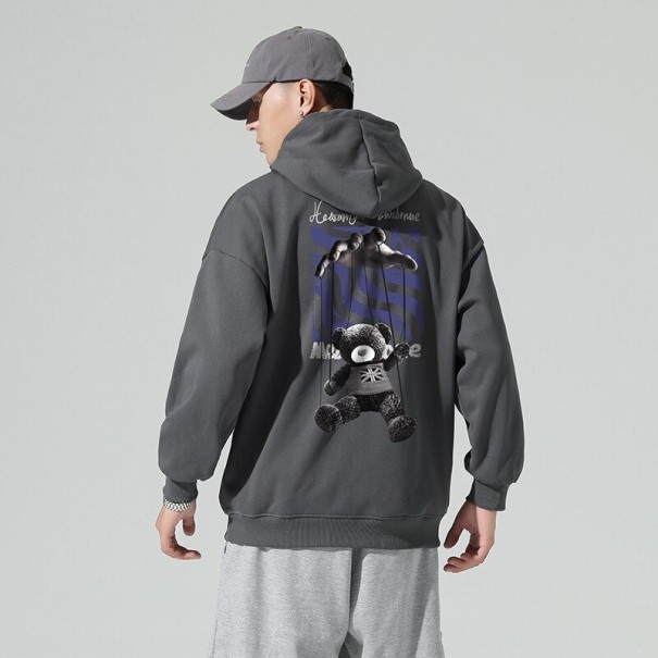 Heren sweatshirt met teddybeer F117 donkergrijs S