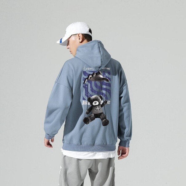 Heren sweatshirt met teddybeer F117 lichtblauw XL