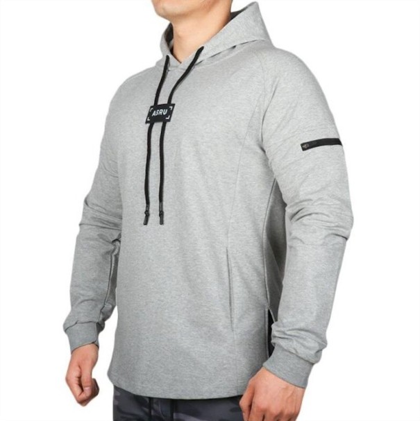 Heren sweatshirt met zak F54 lichtgrijs S