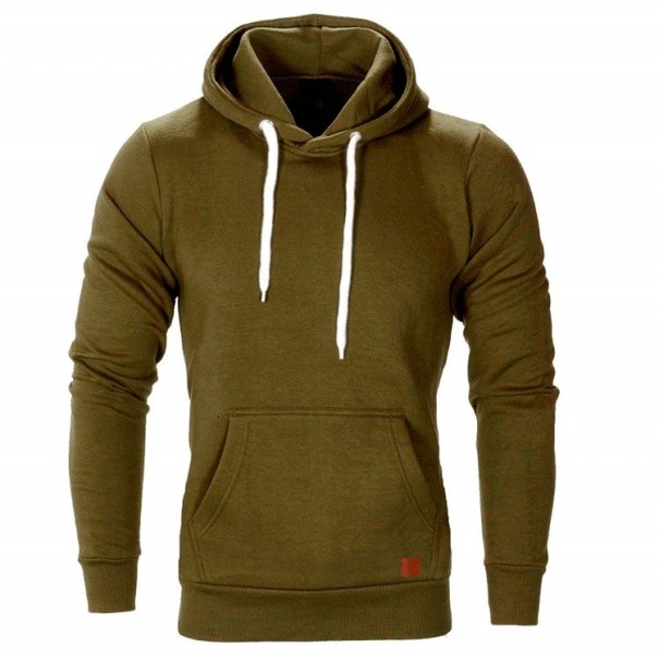 Heren sweatshirt met zak legergroen L
