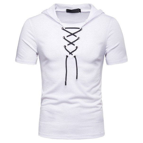Heren T-shirt met capuchon T2080 wit XXL