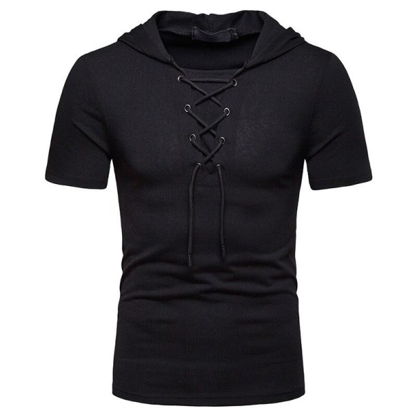 Heren T-shirt met capuchon T2080 zwart XXL