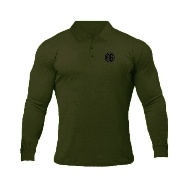 Heren T-shirt met lange mouwen F1791 legergroen XL