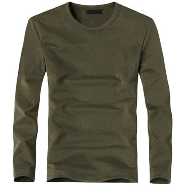 Heren T-shirt met lange mouwen T2041 legergroen L 1