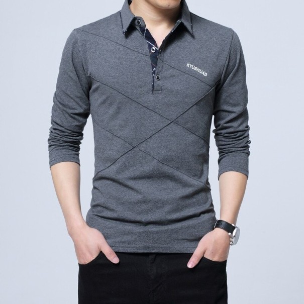 Heren T-shirt met lange mouwen T2221 donkergrijs XL