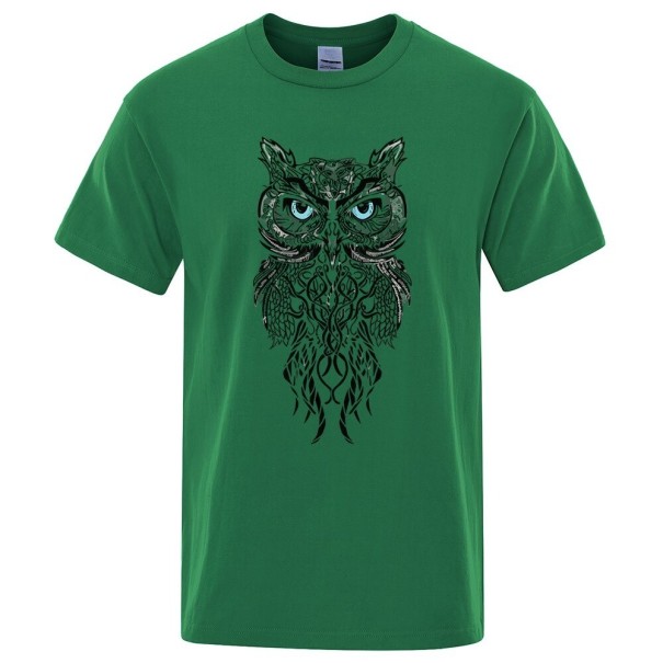 Heren T-shirt met uil T2164 groen XXL