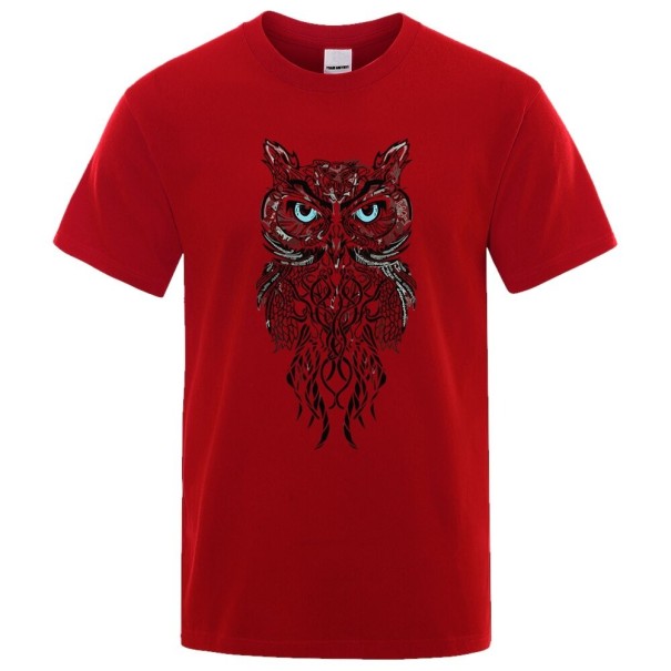 Heren T-shirt met uil T2164 rood XXL