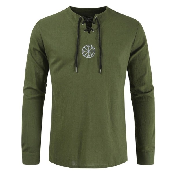 Heren T-shirt met veters legergroen M