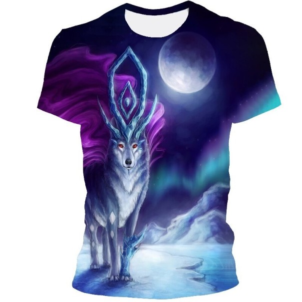 Heren T-shirt met wolvenprint T2081