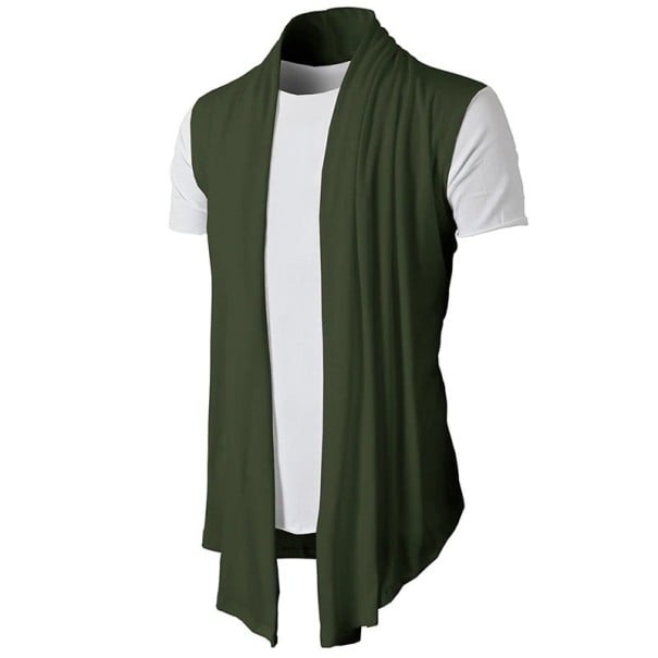 Heren vest met korte mouwen F1119 legergroen L
