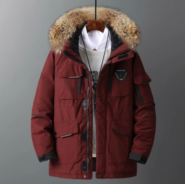 Heren winter donsjack A2790 wijnrood XS
