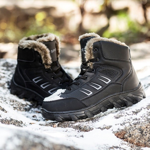 Heren winter enkellaarsjes met bont J1543