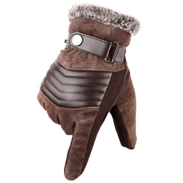 Heren winterhandschoenen met touchscreenfunctie Warme winterhandschoenen met bont en aantrekband