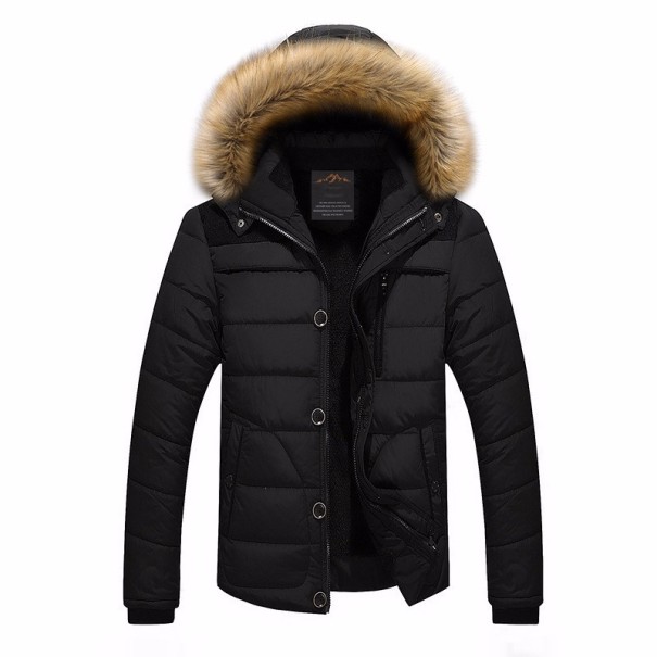 Heren winterjas met bont J2629 zwart L