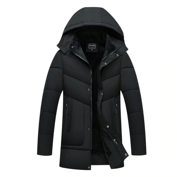 Heren winterjas met capuchon A1802 zwart S 3