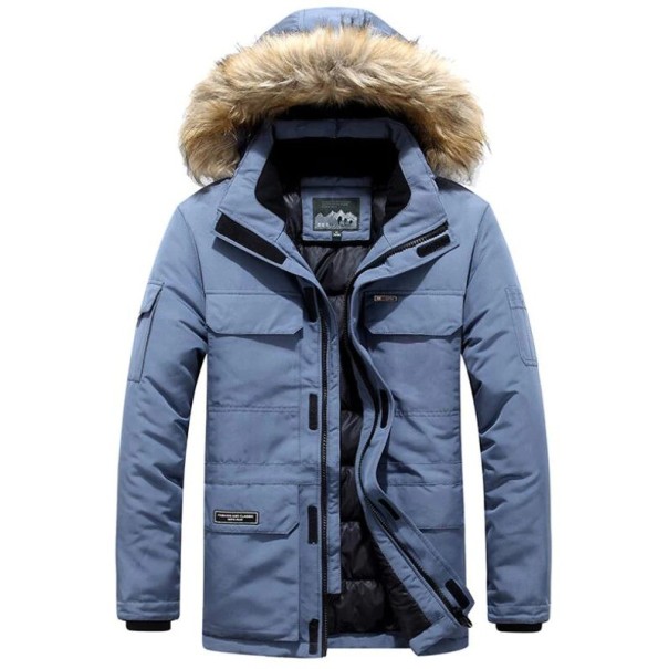 Heren winterjas met capuchon S52 blauw XXL