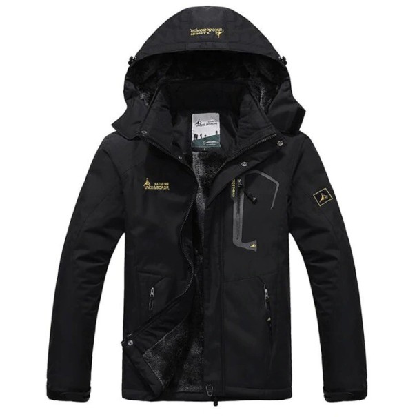 Heren winterjas met capuchon zwart XS