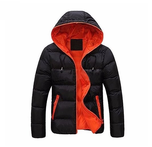 Heren winterjas Santos J953 zwart-oranje M