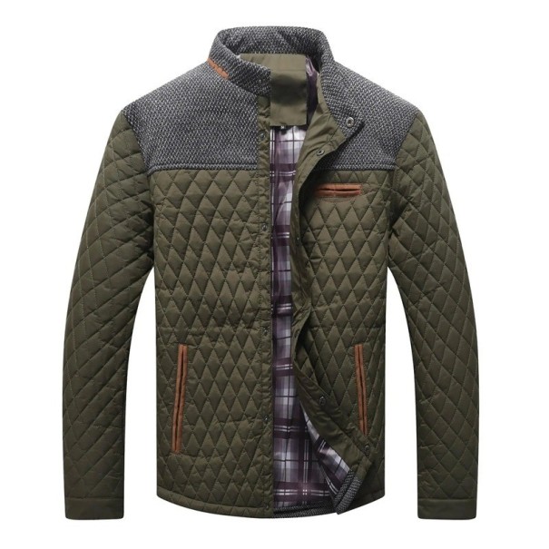 Heren winterjas Winddichte uitvoering Drukknopen Polyester jas met zakken Polyester voering Warme comfortabele winterdraag groen XXL