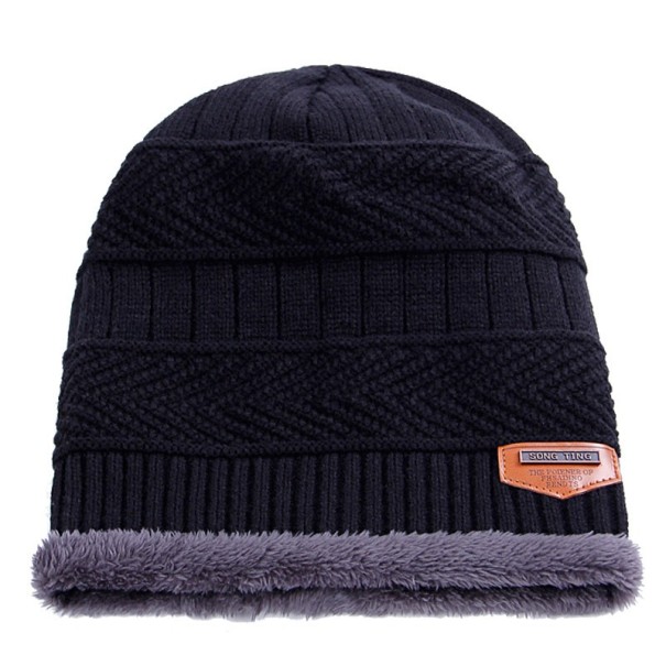 Heren wintermuts met bont J2936 zwart