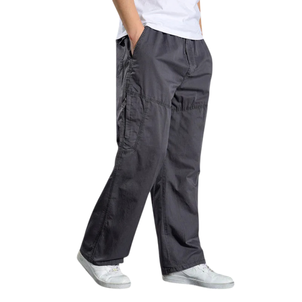 Heren zomer katoenen cargobroek, werk casual broek met zakken, lentebroek voor heren, comfortabele outdoorbroek donkergrijs XL