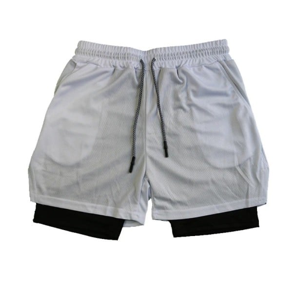 Heren zwemshorts Polyester Effen Dubbel Laag Zwarte Binnenlaag Met Koord En Zakjes Zomerse Strandkleding lichtgrijs XS