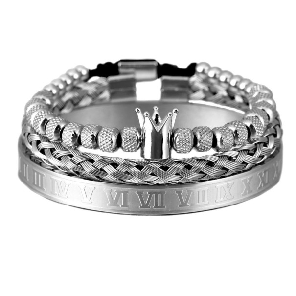 Herenarmband met meerdere lagen kroon 4