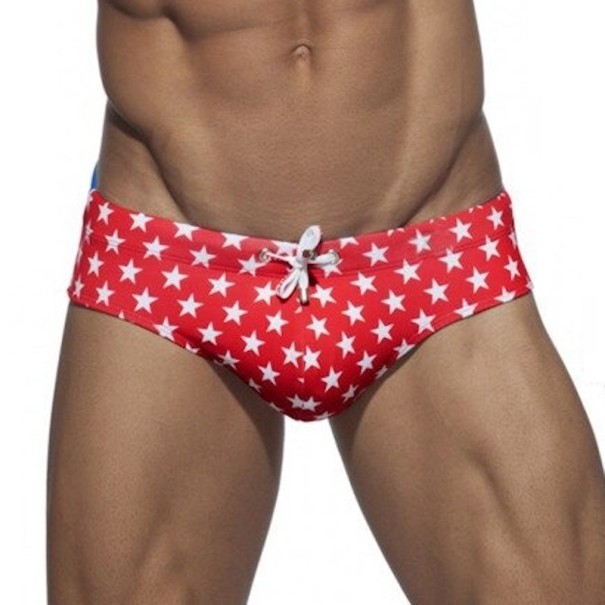 Herenbadkleding met sterren rood XS