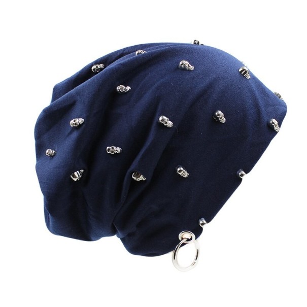 Herenhoed met schedels donkerblauw
