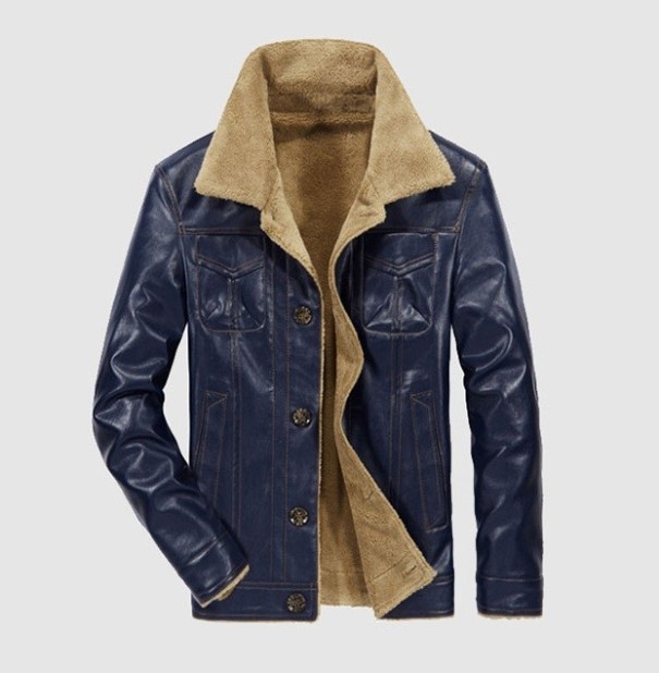Herenjas met imitatiebont J2044 blauw XS