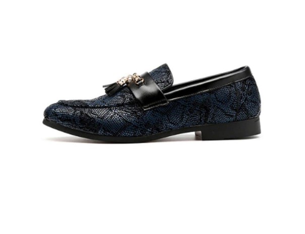 Herenmocassins met slangenpatroon J2153 zwart 38