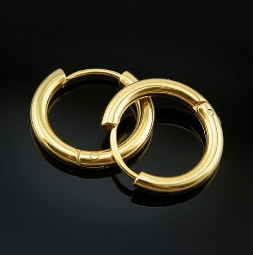Herenoorbellen in de vorm van een mini-hoepel J2161 goud 12 mm