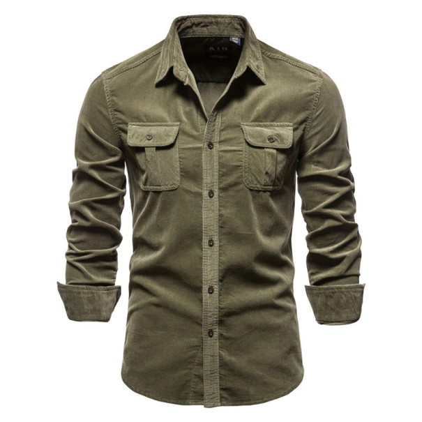 Herenoverhemd F417 legergroen L