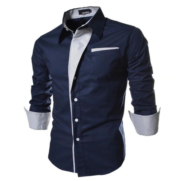 Herenoverhemd F466 donkerblauw L