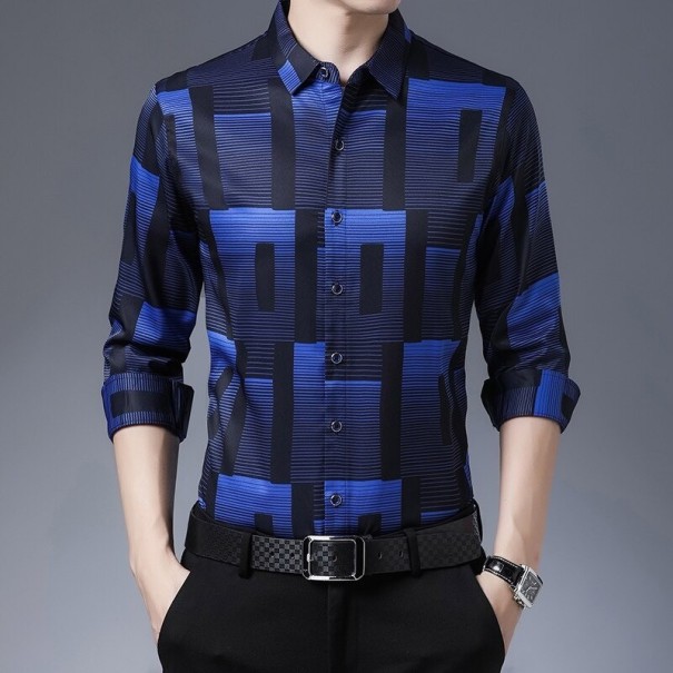Herenoverhemd F523 donkerblauw XL