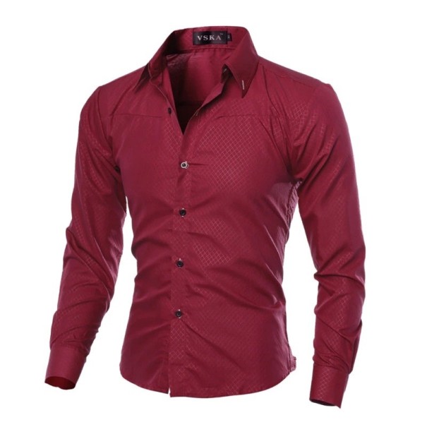 Herenoverhemd F671 donkerrood L