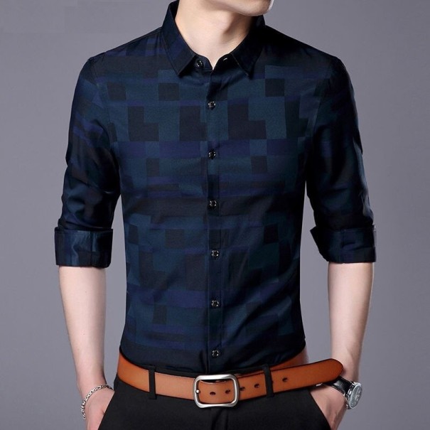 Herenoverhemd F821 donkerblauw S
