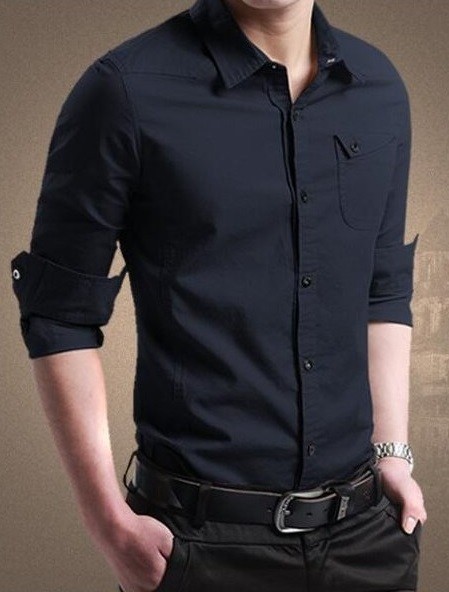 Herenoverhemd J2600 donkerblauw M