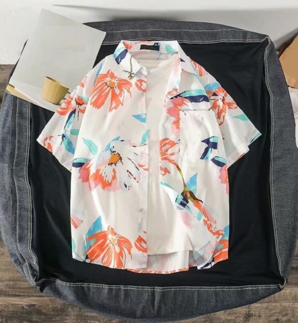 Herenoverhemd met bloemen F449 XS 6