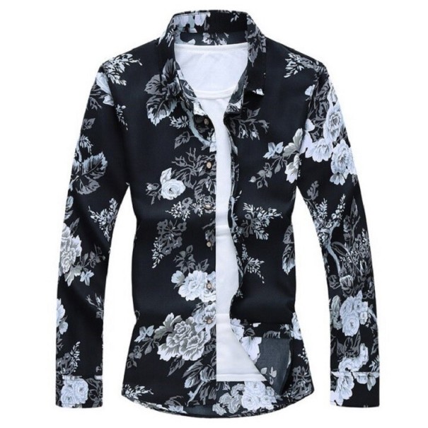 Herenoverhemd met bloemen F626 XXS 11