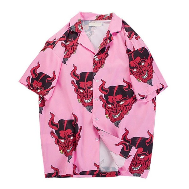 Herenoverhemd met duivel roze L